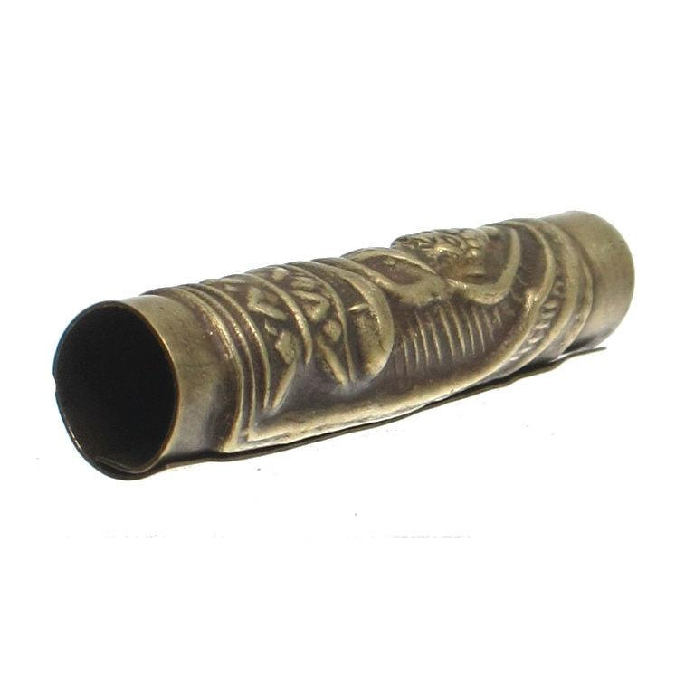 Buddha Bead Stamped Brass "Takrut" Tube