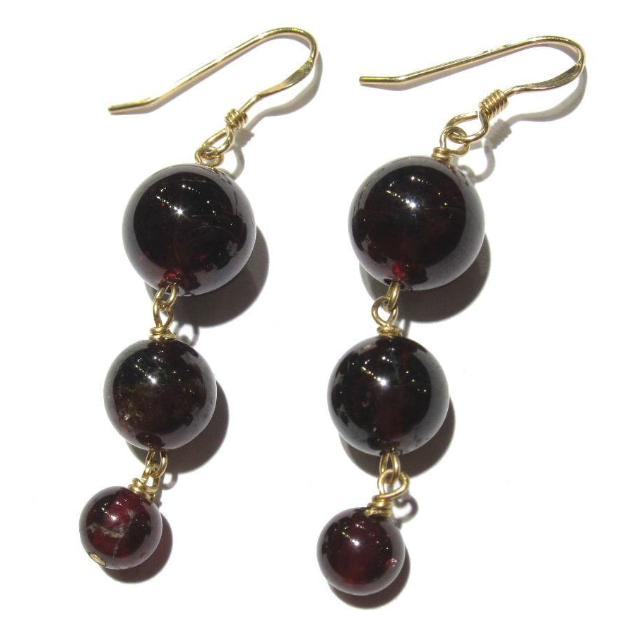 Garnet Cascading Earrings with Gold Filled Ear Wires