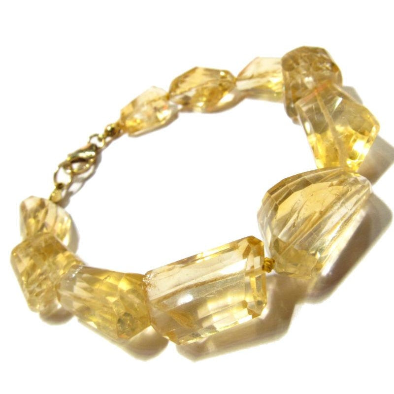 Citrine Faceted Knotted Bracelet with Gold Plated Lobster Claw Clasp