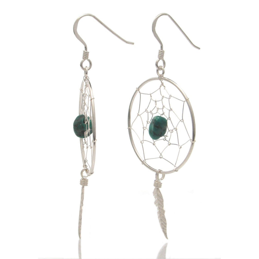 Sterling Silver 25mm Dreamcatcher with Turquoise Center Stone