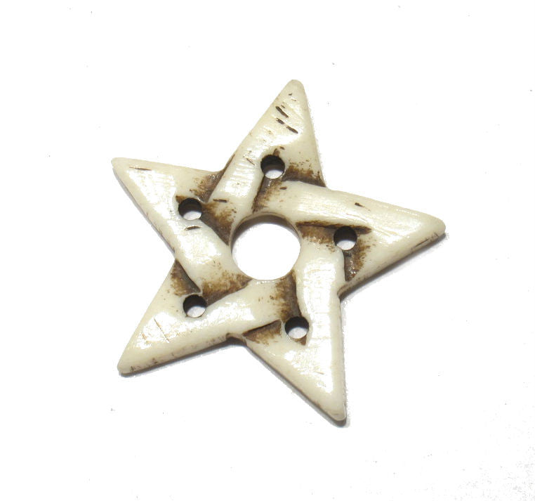 Pentagram Star Carved Cowbone Pendant