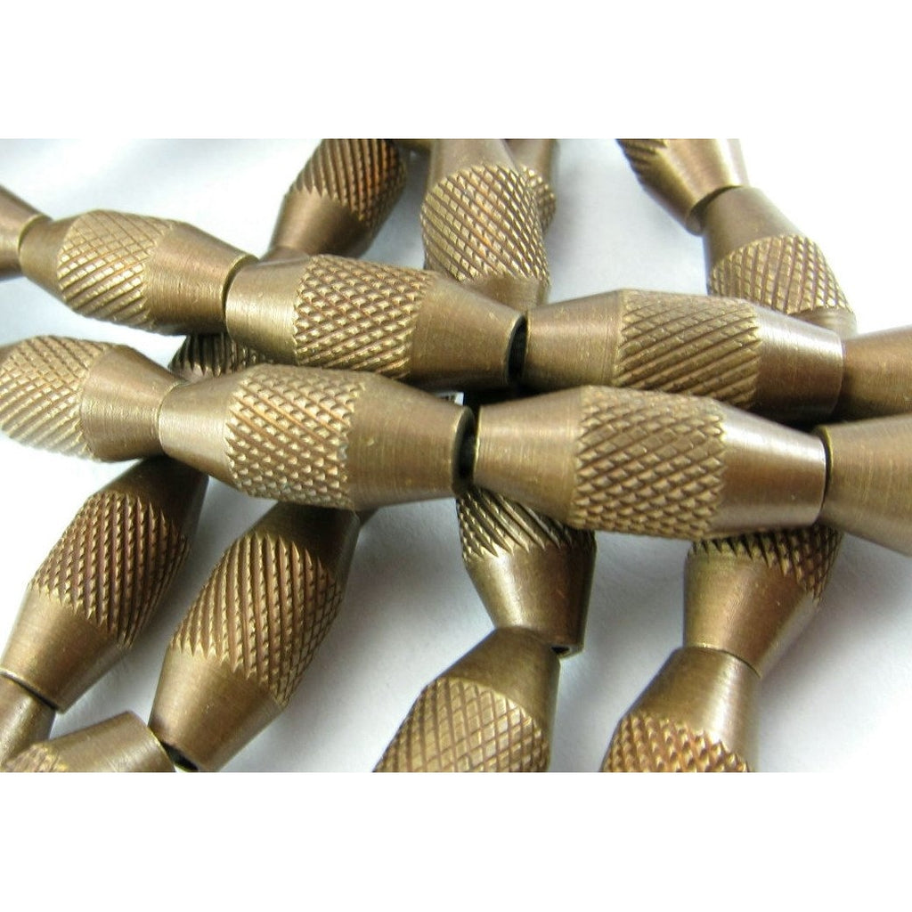 Industrial Cross-Hatched Brass Bead Strand