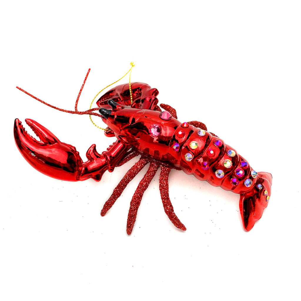 Jeweled Lobster Glass Ornament