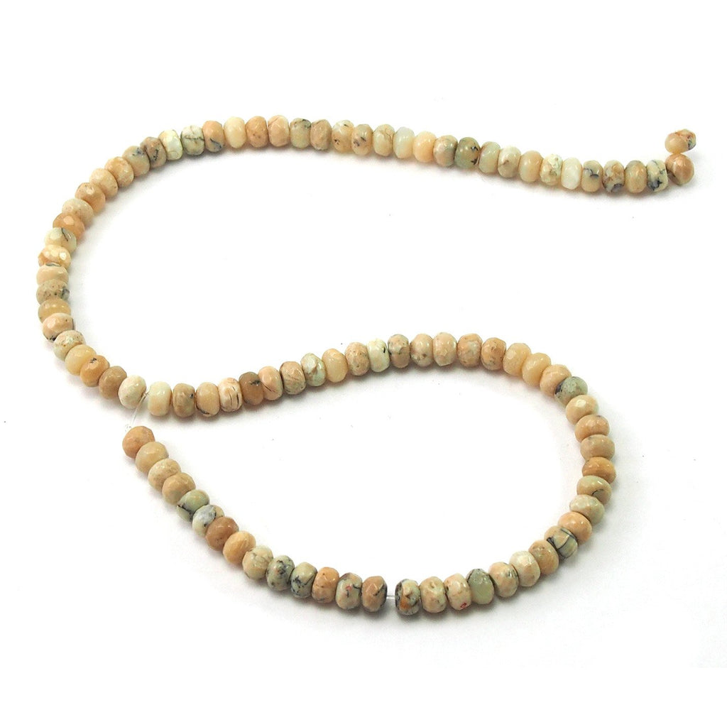 African Opal White Faceted Rondelles 6mm Strand