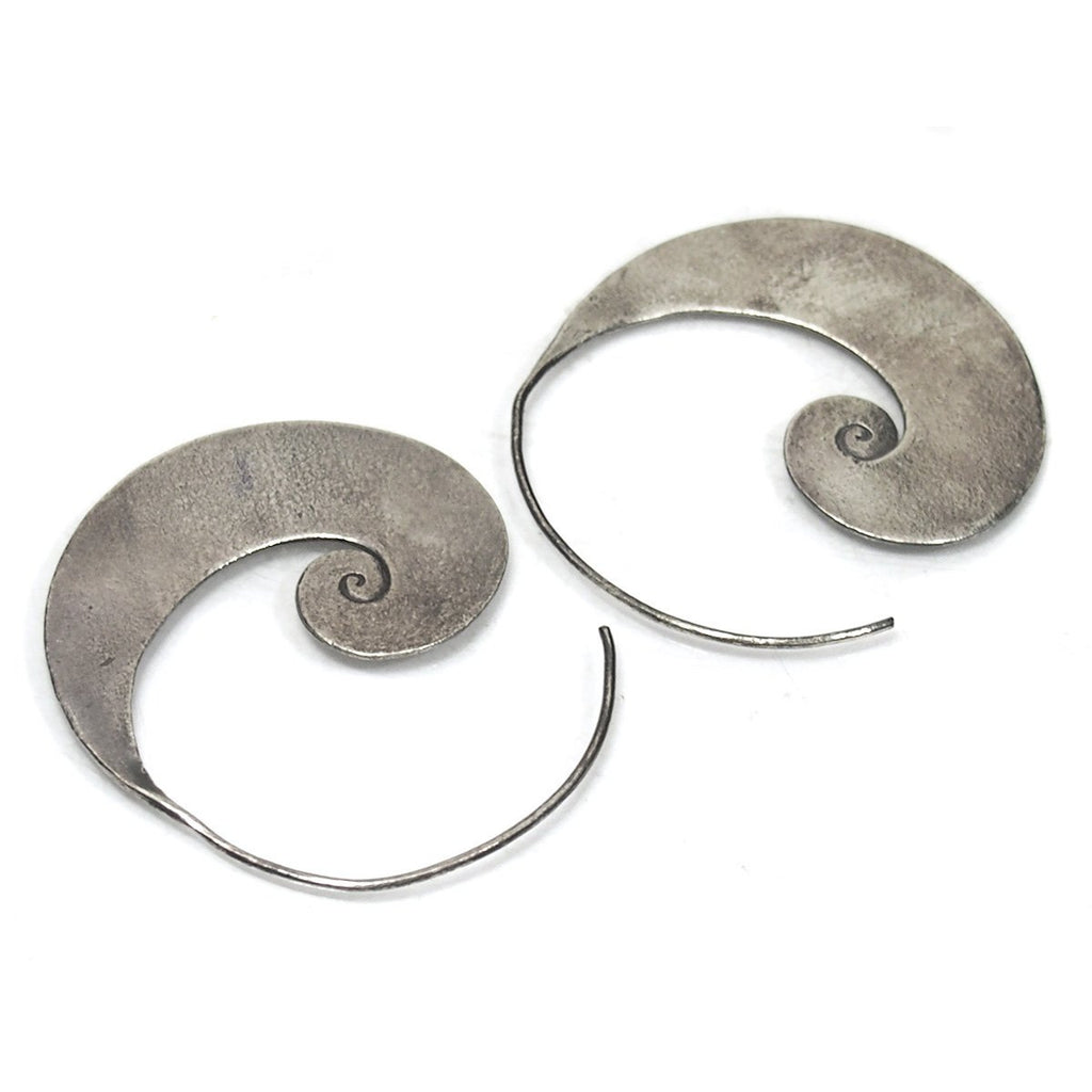 Sterling Silver Elegant Spiral Hilltribe Earrings, Medium