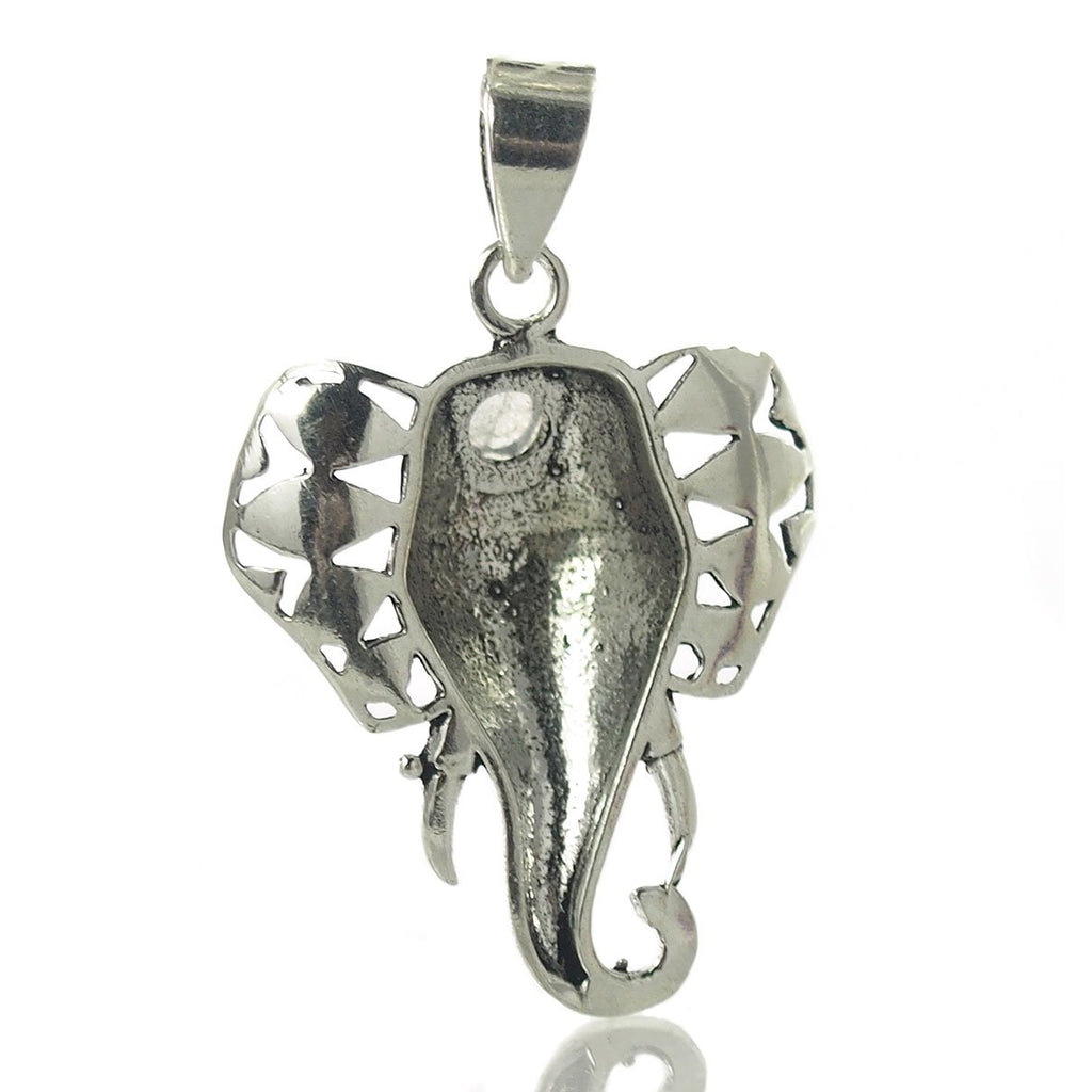 White Brass Elephant Head Pendant