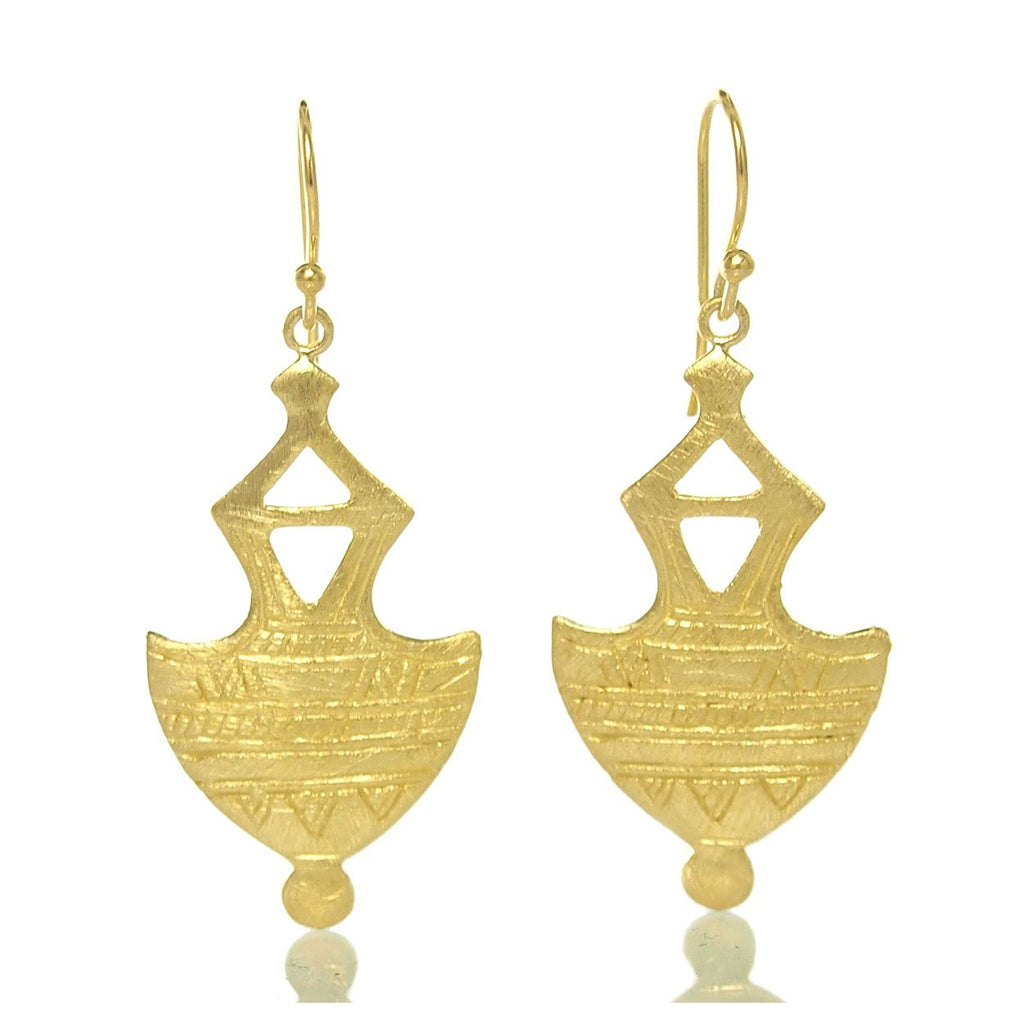 Gold Vermeil over Sterling Silver Brushed Tuareg Inspired Earrings
