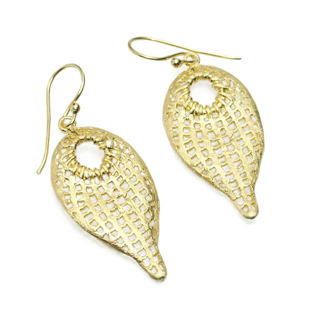 Gold Vermeil over Sterling Silver Cutout Leaf Earrings