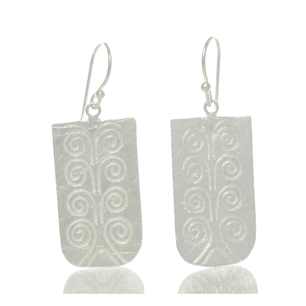 Tree of Life Hilltribe Brushed Sterling Silver Earrings