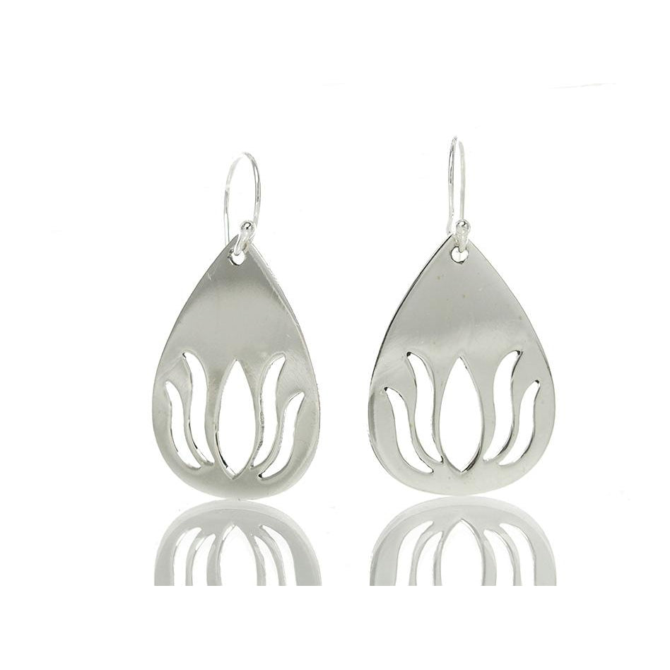 Sterling Silver Cutout Lotus Earrings