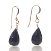 Black Spinel Teardrop Earrings with Gold Filled French Earwires