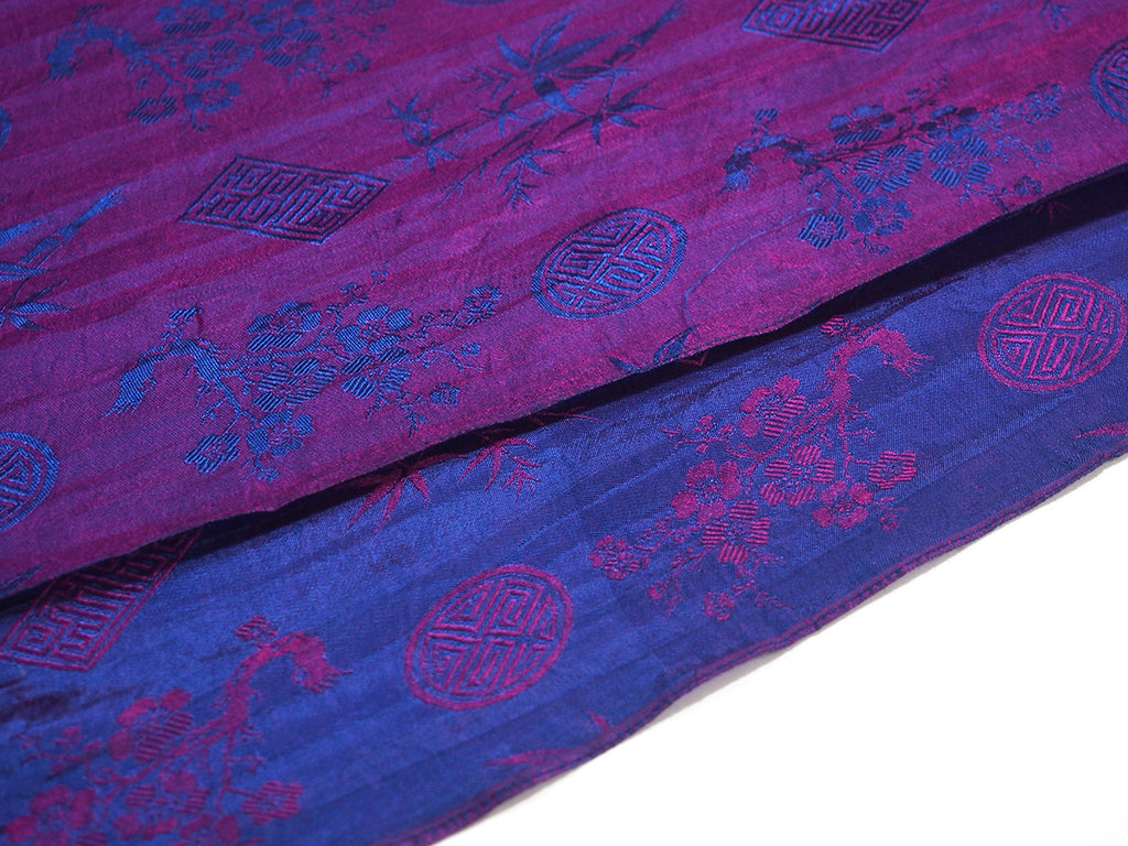 Ensemble 10: Vietnamese 100% Silk Two-Tone Scarf, Royal Blue/Magenta with Thailand Printed Turquoise Wrap Skirt - Each Item Sold Separately