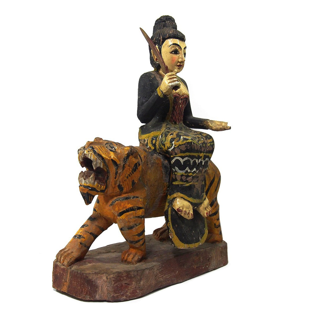 Goddess Durga on a Tiger Temple Guardian Figure from Burma 1