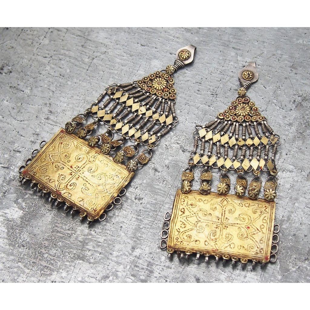 Waziri Antique Temporal Ornament Set in Silver with Gold Wash