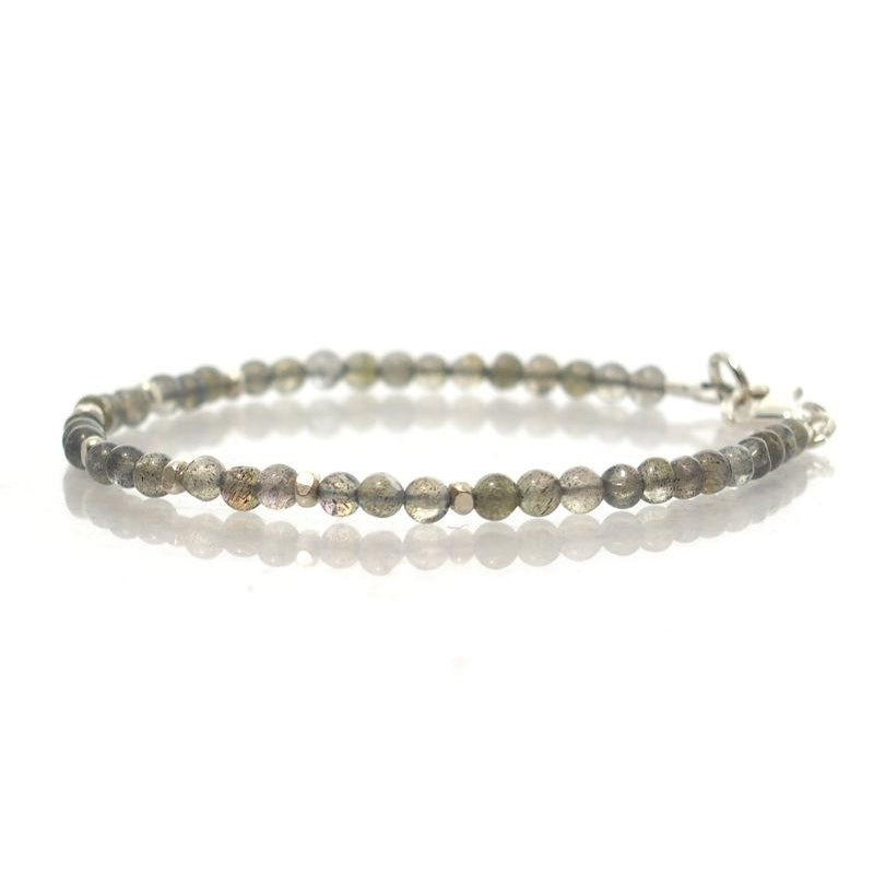 Labradorite and Sterling Silver Bracelet with Sterling Silver Trigger Clasp