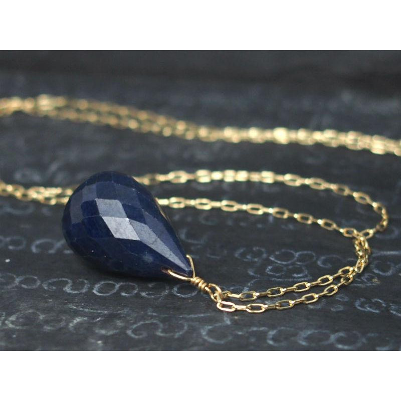 Sapphire Necklace On Gold Filled Chain With Gold Filled Spring Clasp 2