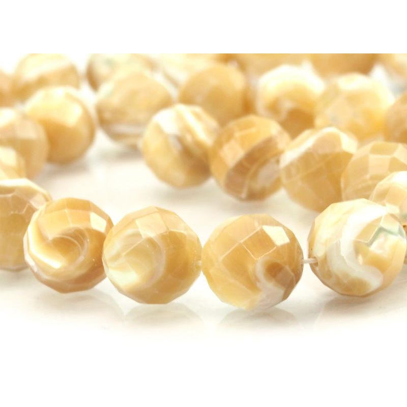 Mother of Pearl Faceted Rounds 12mm Strand