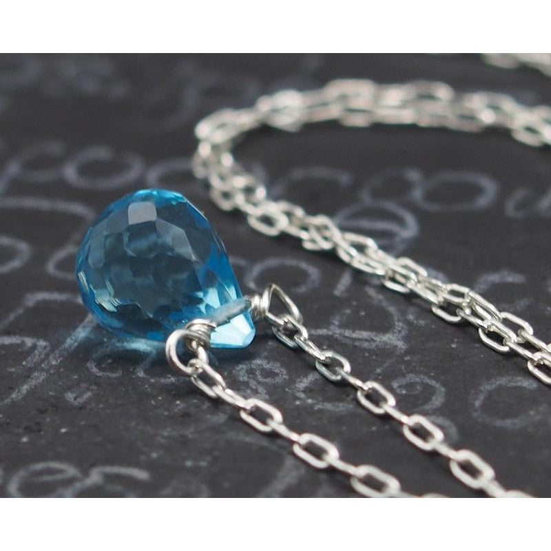 Blue Topaz Necklace On Sterling Silver Chain With Sterling Silver Trigger Clasp 3
