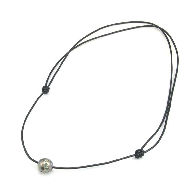 Fresh Water Pearl Bead Adjustable Leather Necklace