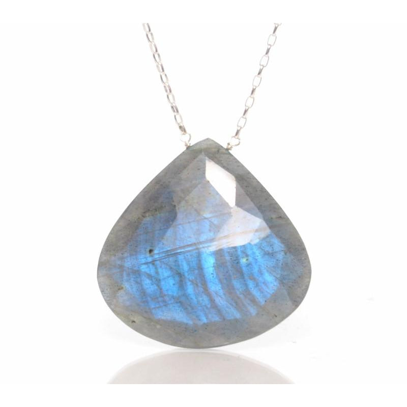 Labradorite Pendant Necklace with Sterling Silver Spring Clasp