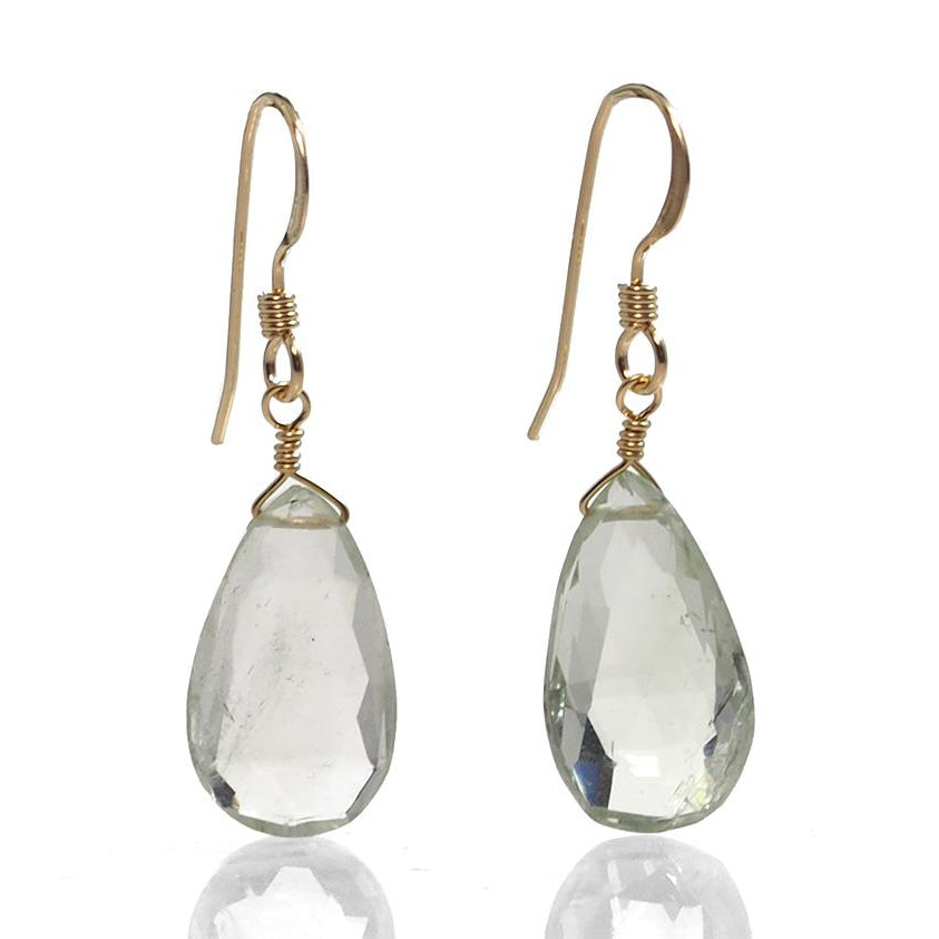 Green Amethyst Earrings with Gold Filled French Ear Wires