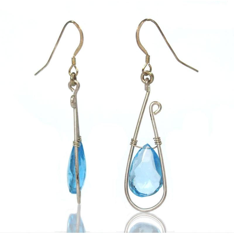 Blue Topaz Earrings with Sterling Silver French Ear Wires
