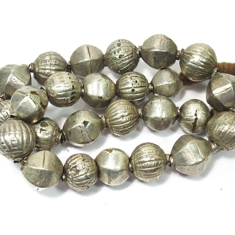 Ethiopian Fine Coin Silver Heirloom Hollow Cast Beads ca. 1900