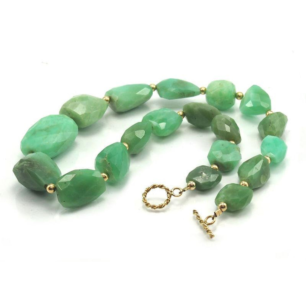 Chrysoprase Necklace with Gold Plated Toggle Clasp