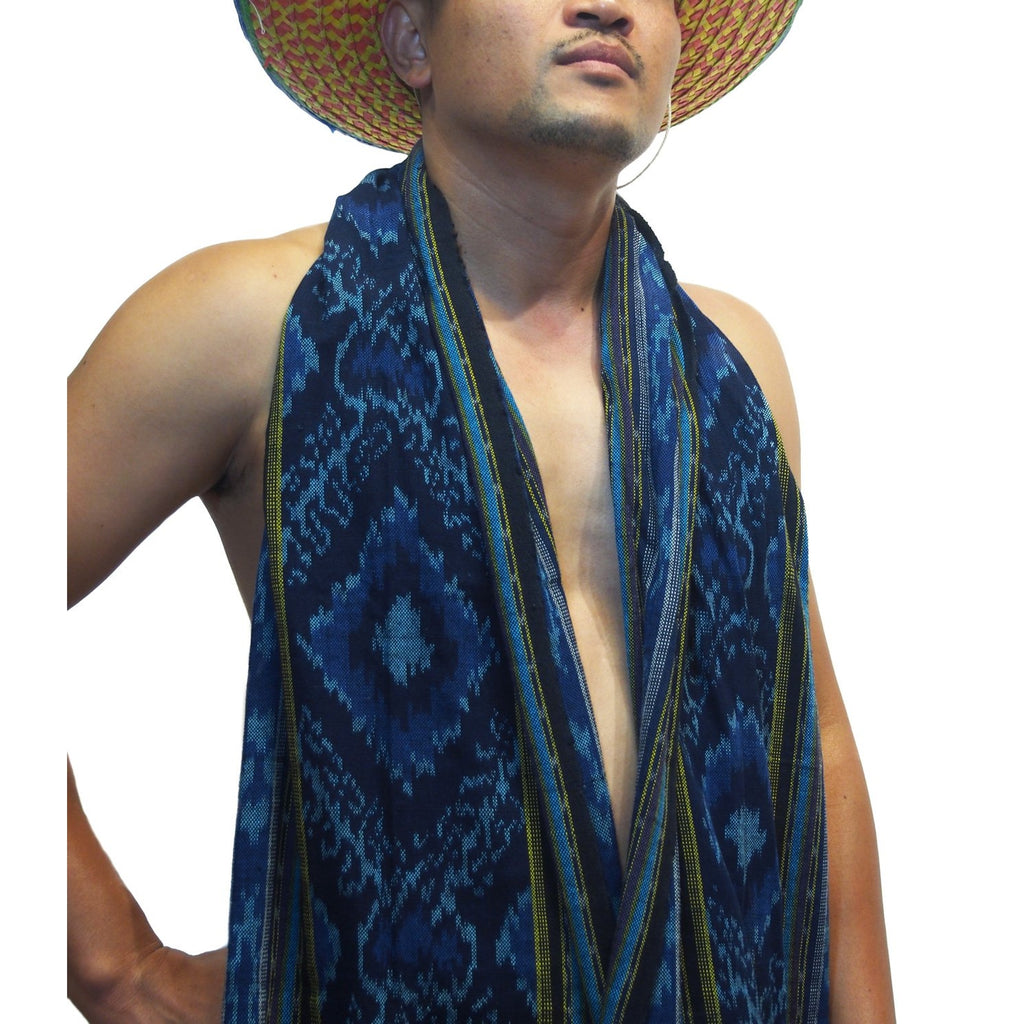 Tie Dye Harem Pant Blue/White With Sumba Indonesia Ikat Scarf And Thai Farmer Hat 22 EACH PIECE SOLD SEPARATELY