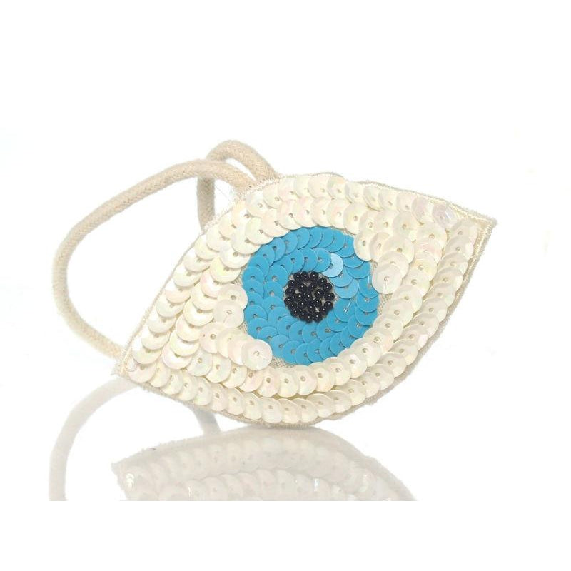Beaded Sequin Eye Ornament, C