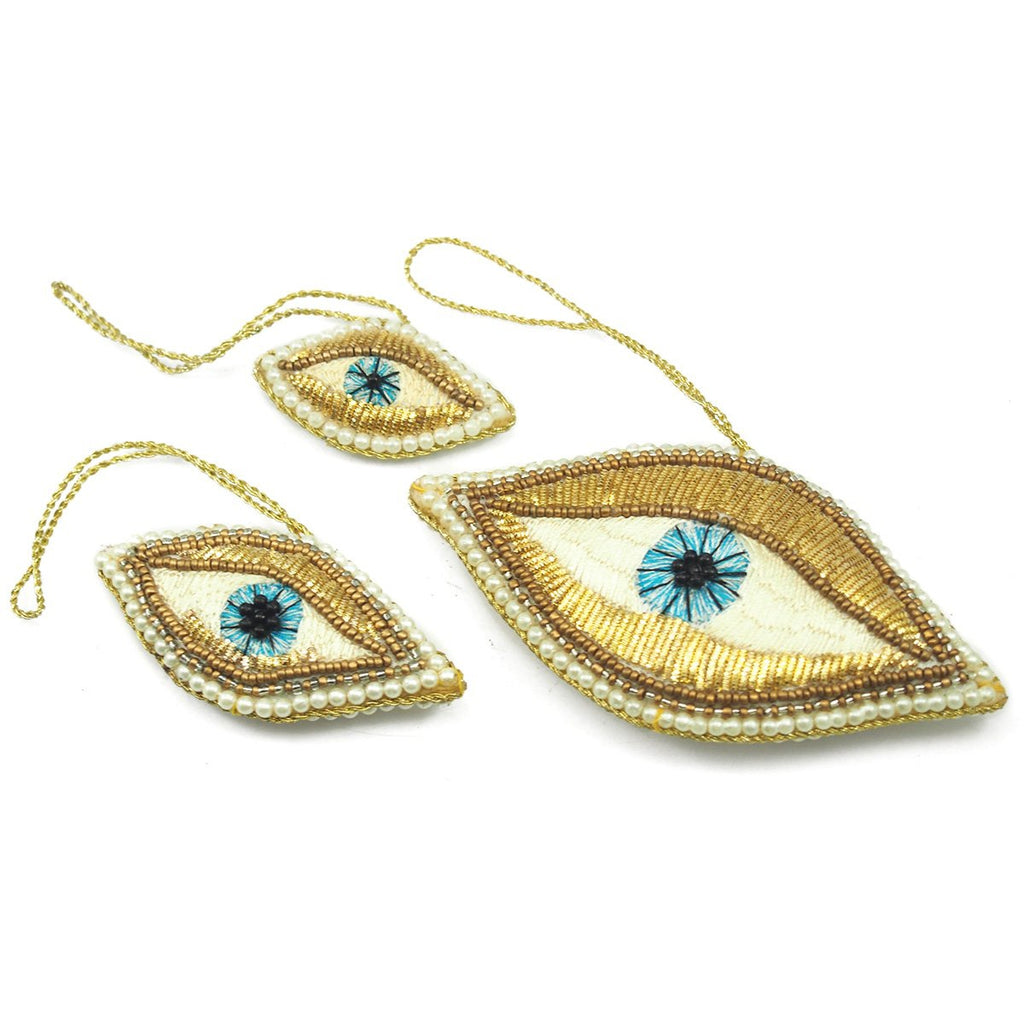 Gold Eye Beaded Fabric Ornament