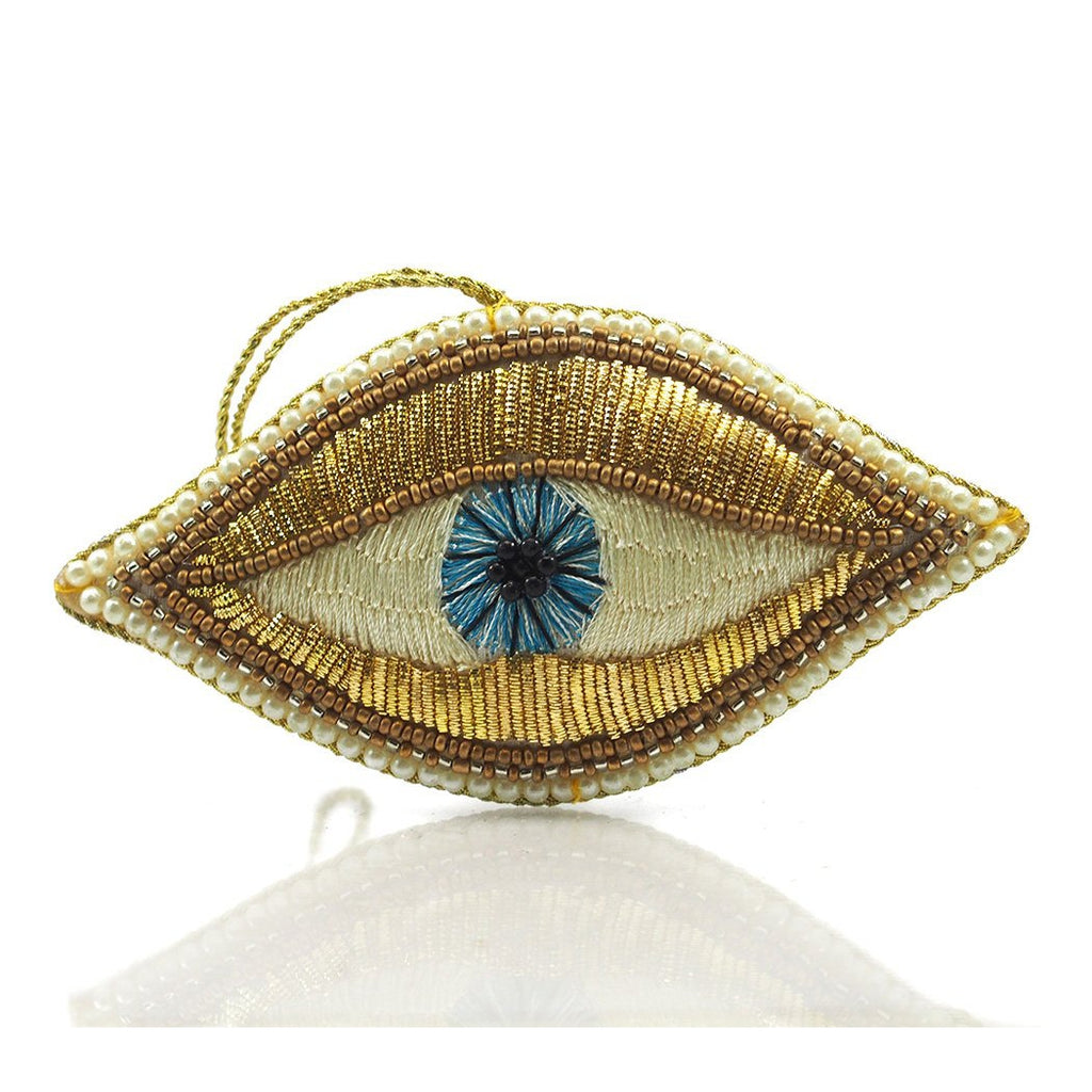 Gold Eye Beaded Fabric Ornament