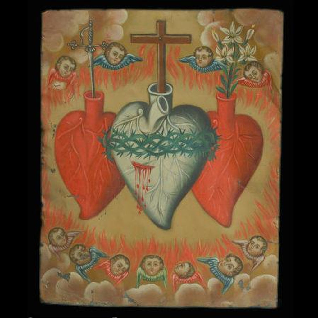 Sagrada Corazon de Jesus, Maria and Miguel/ The Sacred Hearts of Jesus, Mother Mary, and Saint Michael