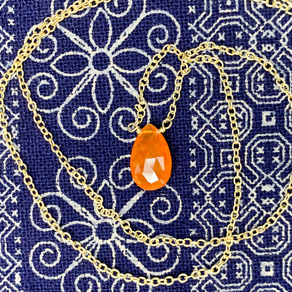 Carnelian Necklace on Gold Filled Chain with Gold Filled Trigger Clasp