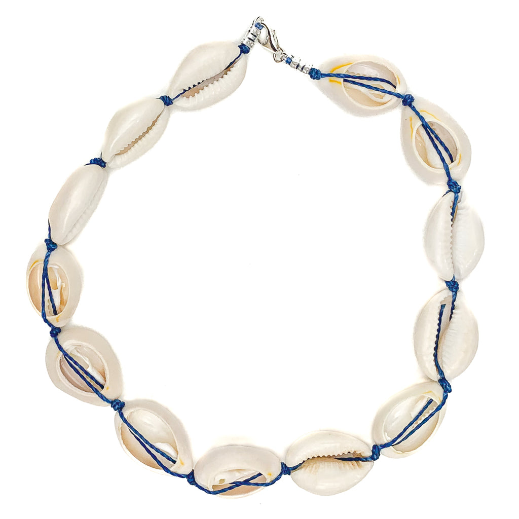 Cowrie Shell Choker Necklace With Sterling Silver Trigger Clasp