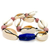 Cowrie Shell, Lapis Lazuli and Thulite Choker Necklace With Sterling Silver Trigger Clasp