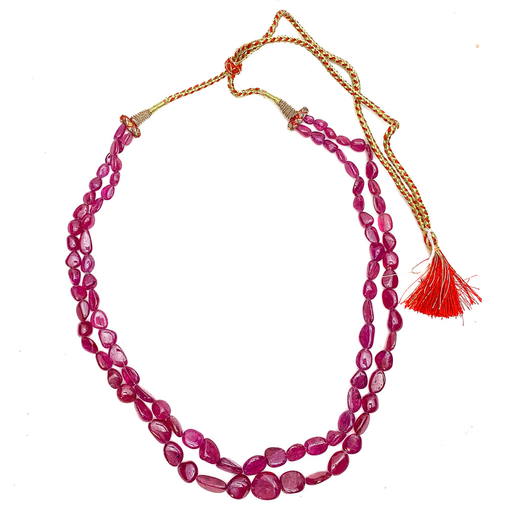 Ruby Smooth Graduated Nugget Double Strand Necklace