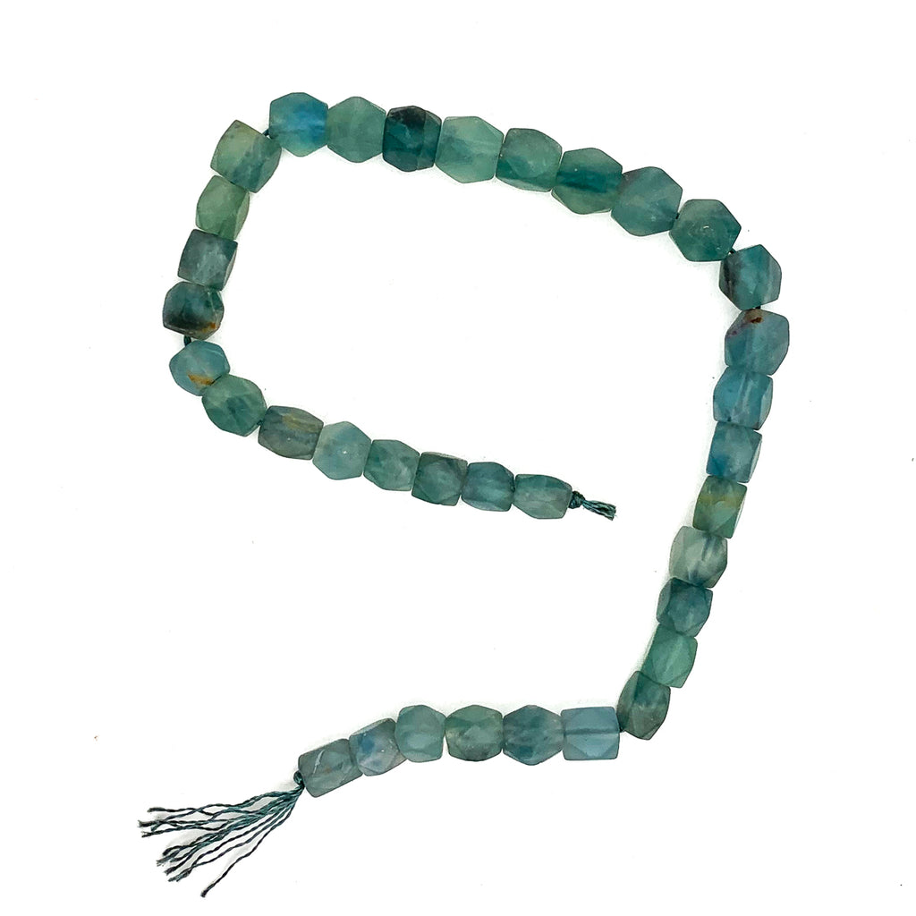 Fluorite Faceted Matte Cube Bead Strand