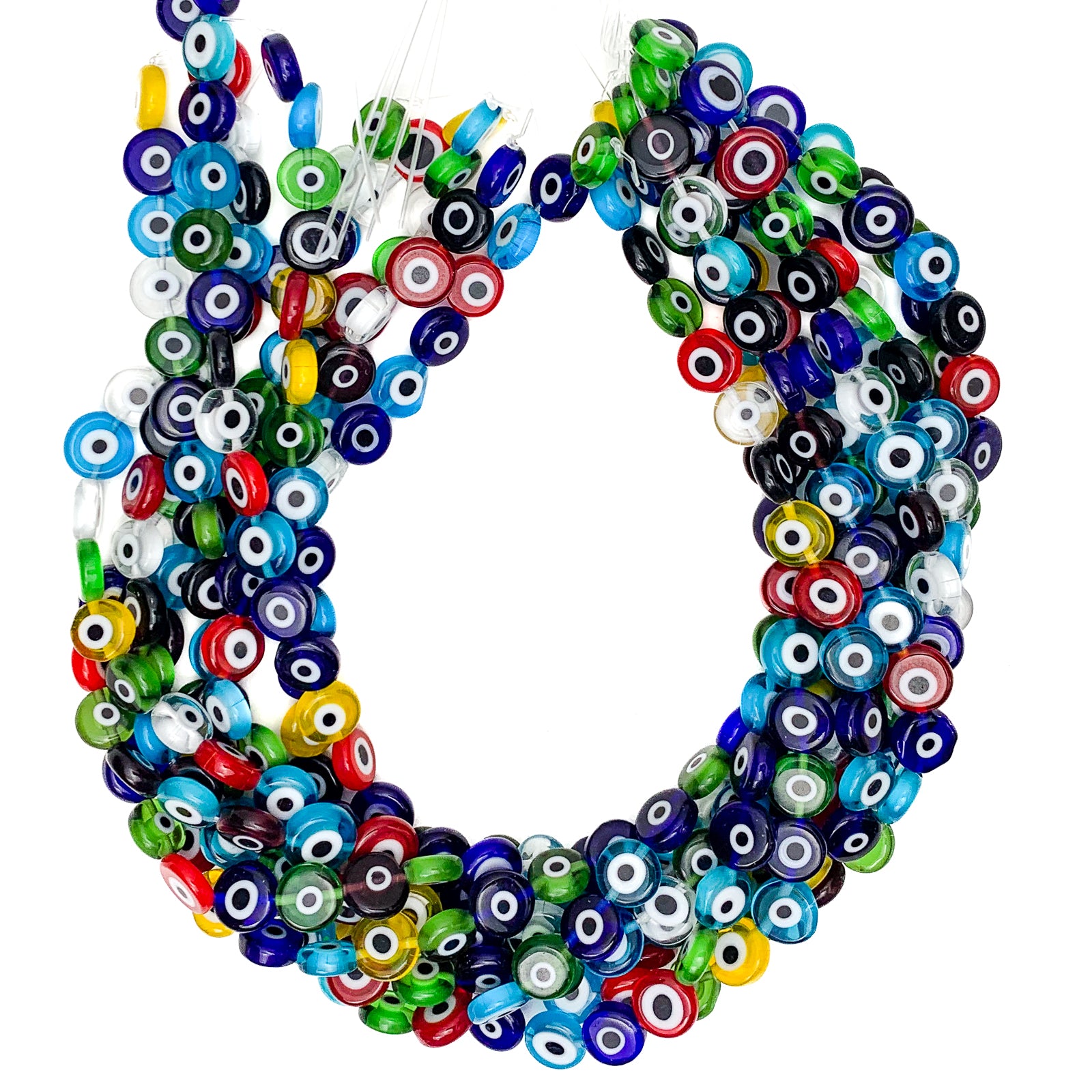 Multicolor Evil Eye Beads, Full Strand, Evil Eye Beads for
