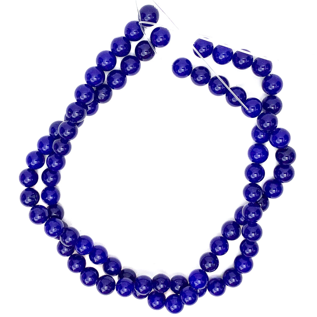 Dark Blue Agate 10mm Smooth Rounds Bead Strand