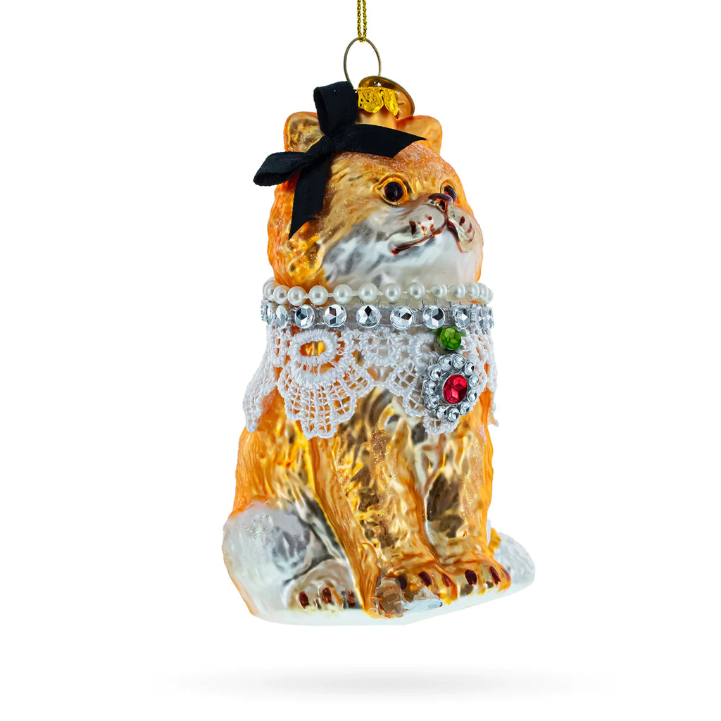 Her Majesty Dowager Lady Ginger Marmalade McTabby with Lace Cat Ornament