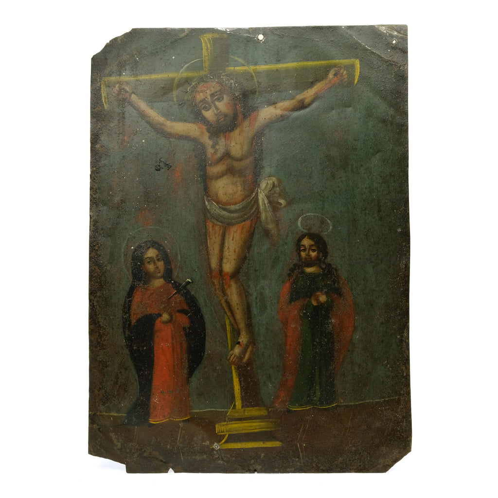 Jesús en el Calvario 2 Antique Mexican Retablo #96