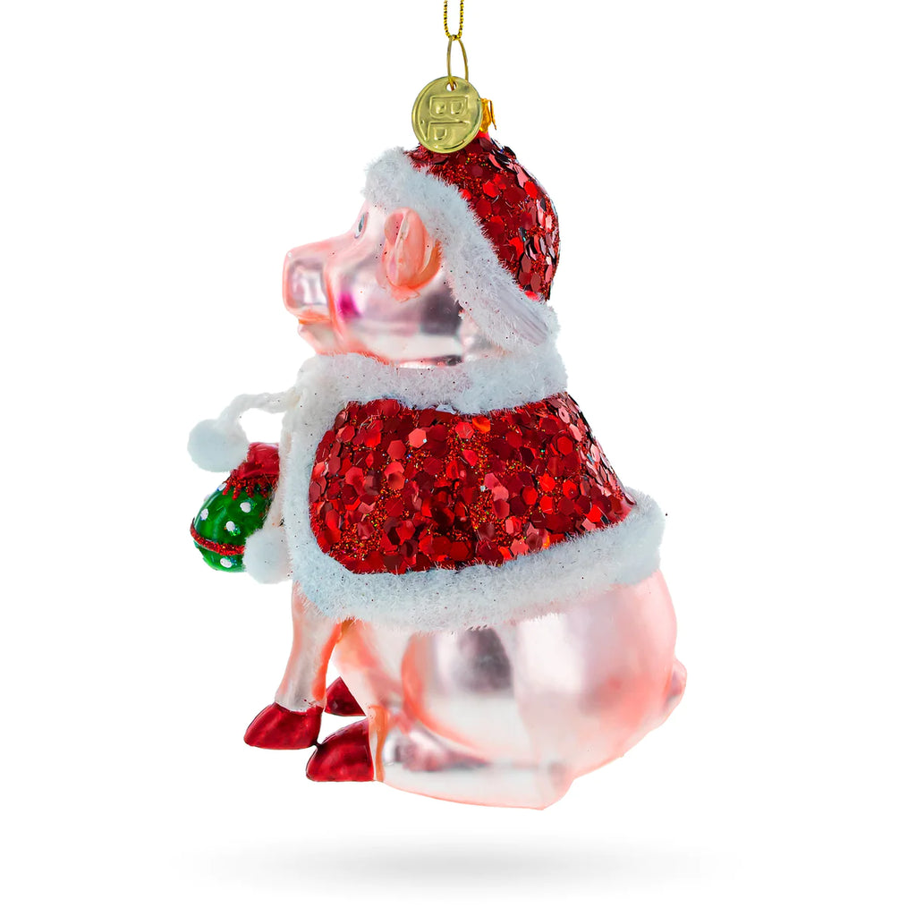 Holiday Pig Santa Hat Ornament