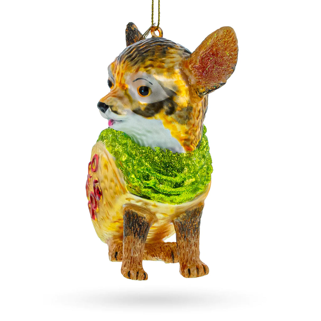 Fiesta Pup: Taco Wearing Dog Ornament