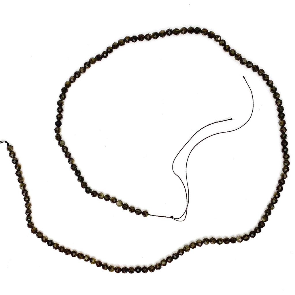 Golden Obsidian 3mm Faceted Rounds Bead Strand