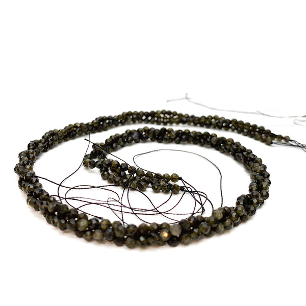 Golden Obsidian 3mm Faceted Rounds Bead Strand