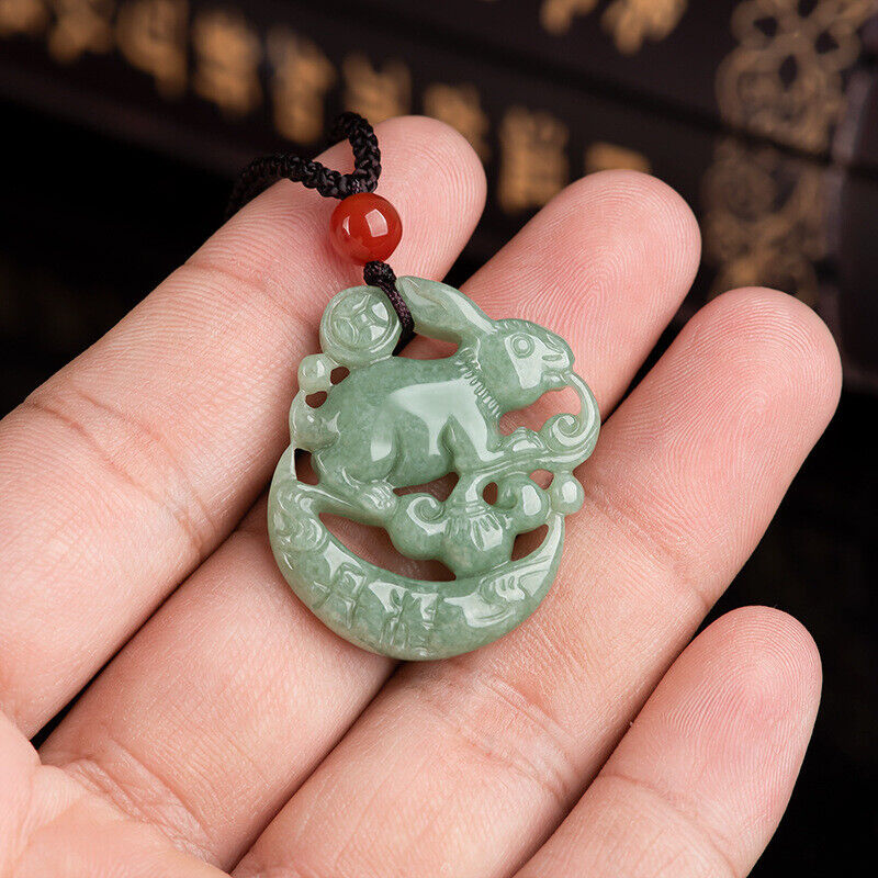 Grade A Jade Jadeite Lucky Rabbit Pendant #15-1226