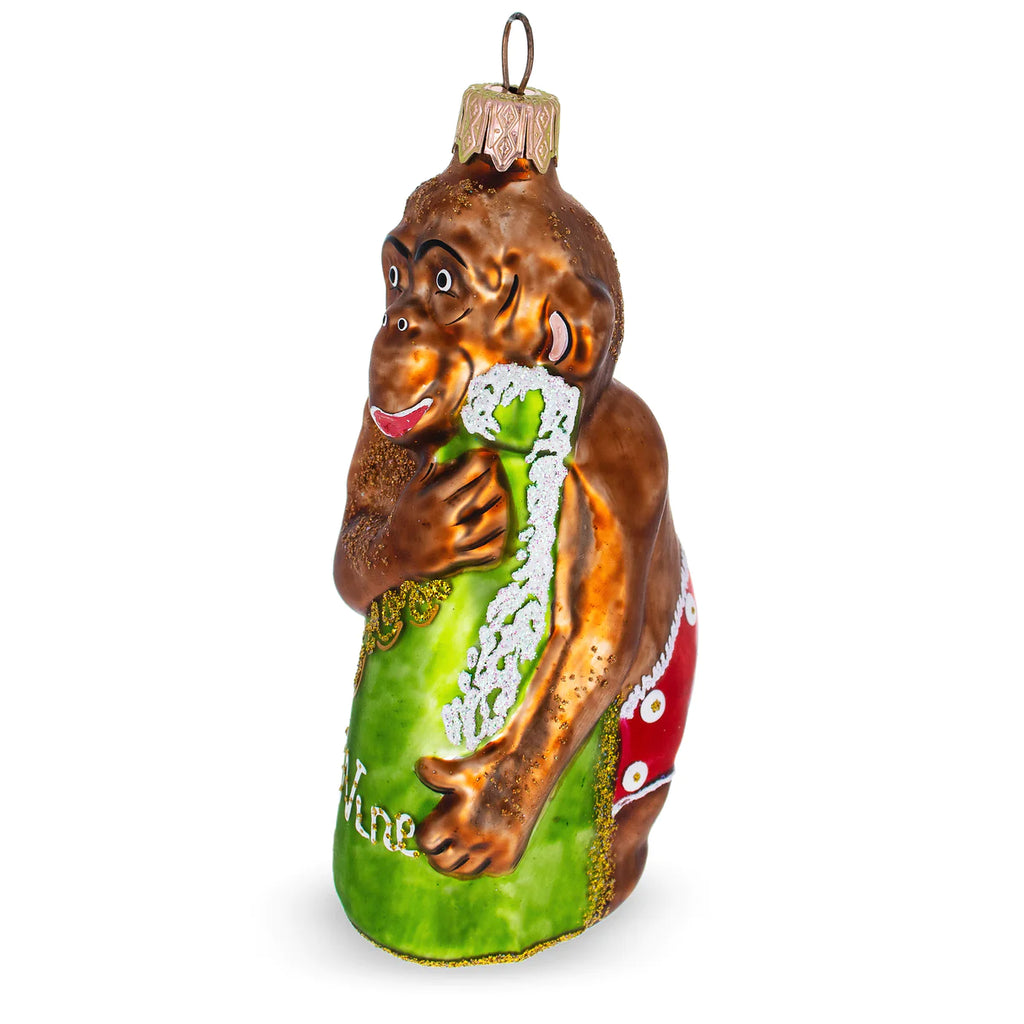 New Year's Eve Champagne Monkey Ornament