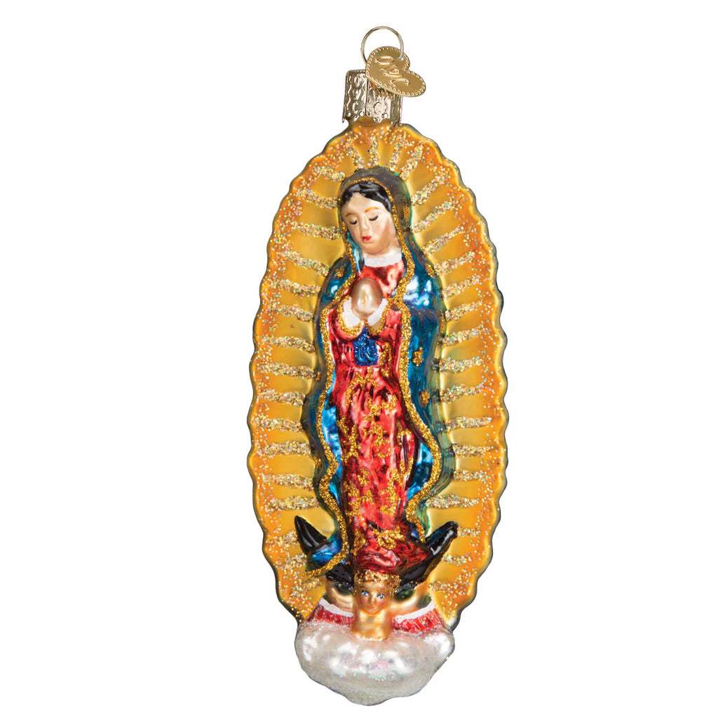 Serene Virgin of Guadalupe Glass Ornament
