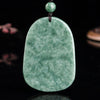 Real Grade A Natural Green Jade Jadeite Engraved Dragon Oblong 2 Sided Pendant #11-1226